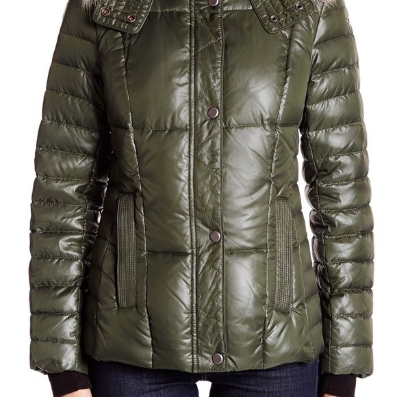 ANDREW MARC Women's Coyote Fur Trim Puffer Jacket - Picture 4 of 7